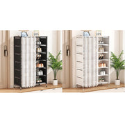 Trade Shop - Scarpiera Salvaspazio A 7 Ripiani Con Tenda Copripolvere Installazione Semplice Ripostigli -
