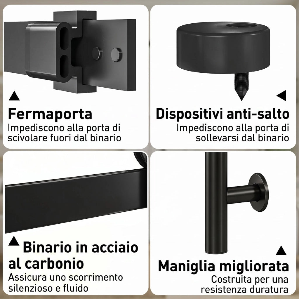 Porta Scorrevole con Pannelli Vetro Effetto Legno Bianco ¨C Minimal ¨C 91.4x213.4cm