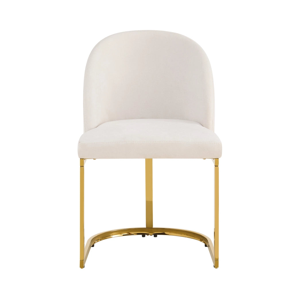 Set di 2 sedie da pranzo 66.5x56.49x54.99 cm con doppio schienale; chenille e metallo beige oro