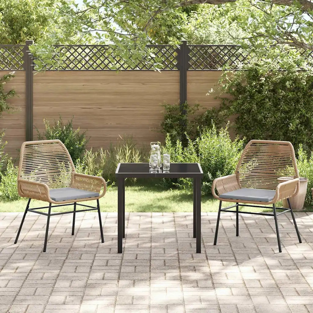 Set da Pranzo per Giardino con cuscino 3 pcs Marrone polyrattan 3380876
