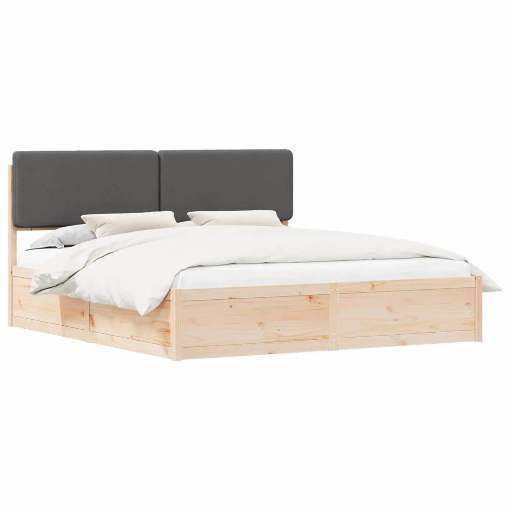 Letto con Testiera Rivestita Grigio scuro 200 x 200 cm 3398140