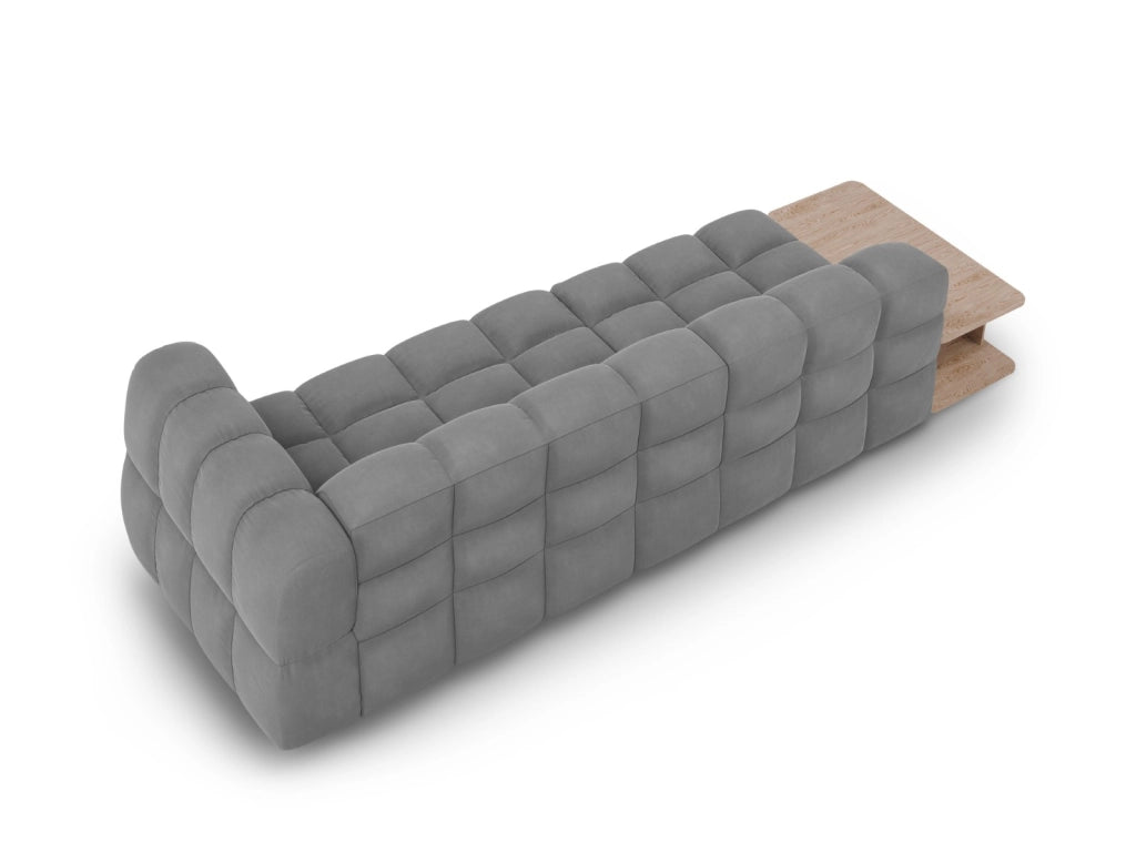 Cosmopolitan Design - Divano modulare sinistro "Sky" 4 posti in velluto grigio chiaro 