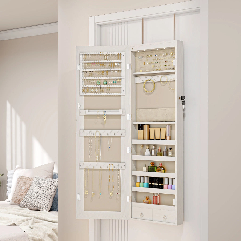 Armadio Specchio con Luci LED ¨C zephmum ¨C Bianco 60x50x15