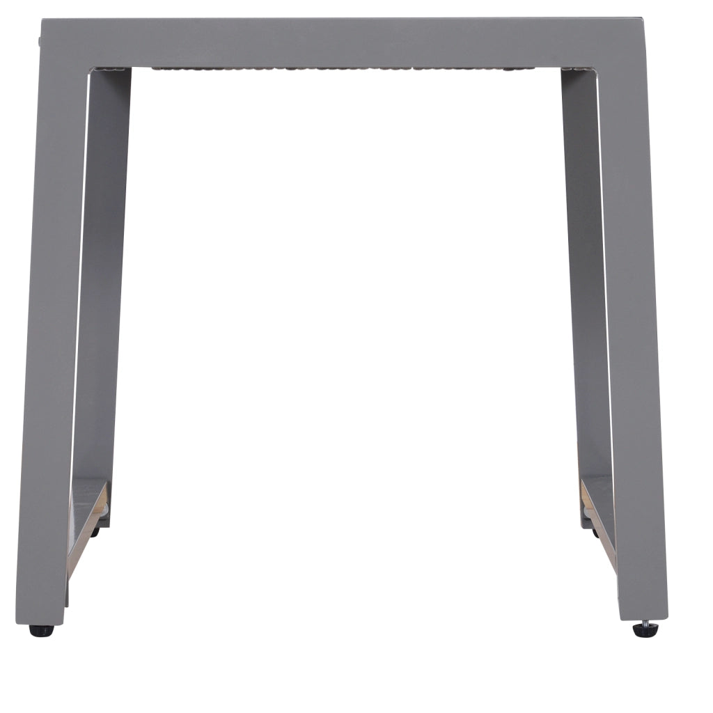 Tavolino da giardino ¨C zephmum ¨C Polyrattan, alluminio, vetro temperato grigio 50x49.5x50 cm