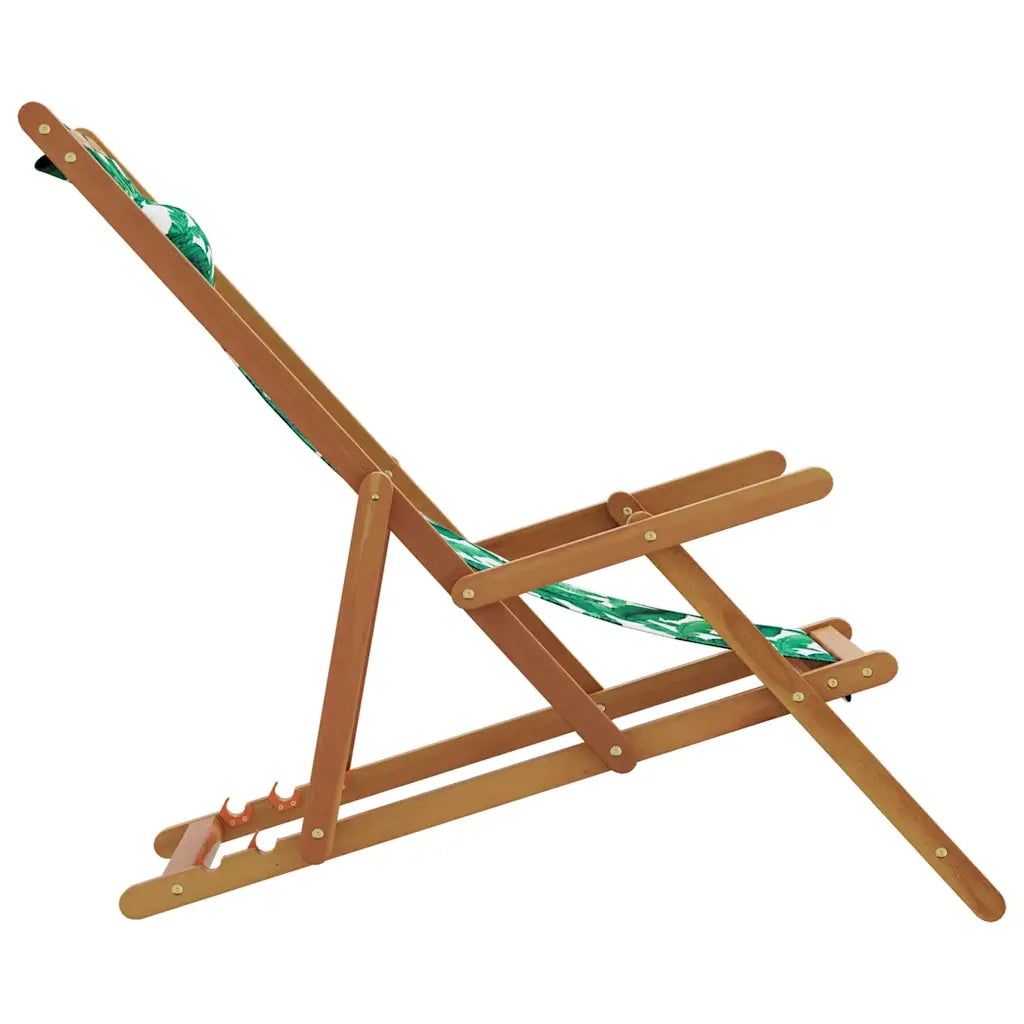 vidaXL Sedia da Spiaggia Pieghevole Foglie Legno Eucalipto e Tessuto