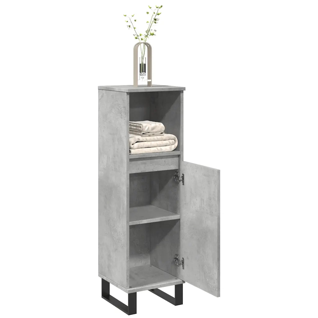 Armadietto da Bagno | Armadio da bagno Grigio Cemento 30x30x100 cm in Truciolato