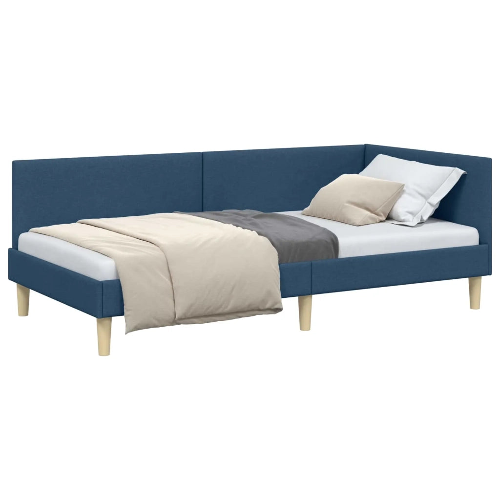 Cornice del letto ad angolo con testiera Blu 90 cm x 190 cm