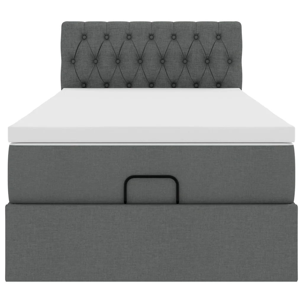 Pouf Letto con Materasso e LED Grigio Scuro 80x200cm in Tessuto 3312347