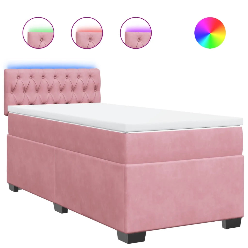 Giroletto a Molle con Materasso Rosa 90x200 cm in Velluto 3288521