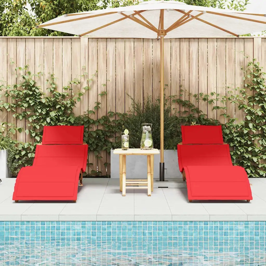 Lettino prendisole 2 pcs Rosso Legno di Acacia Massello 4107099