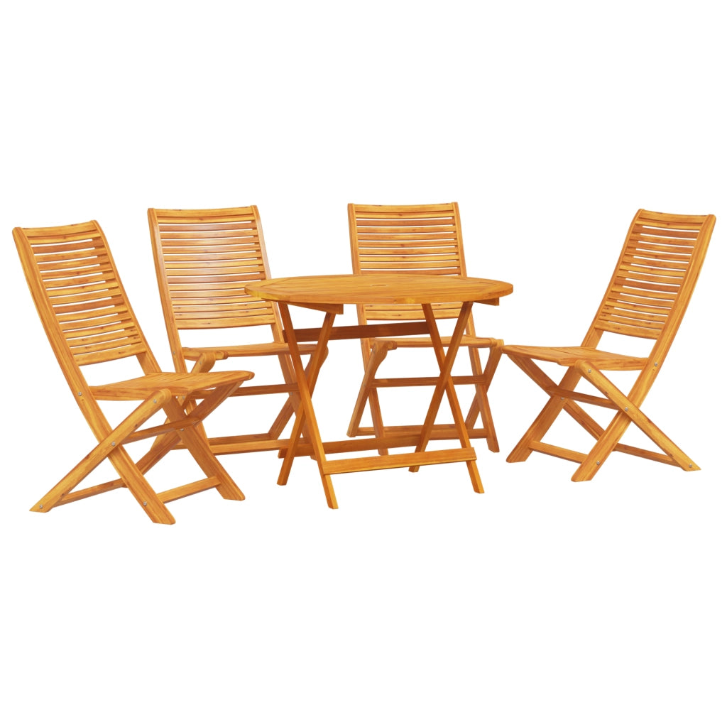 Set da pranzo da giardino 5 pezzi in legno massello di acacia
