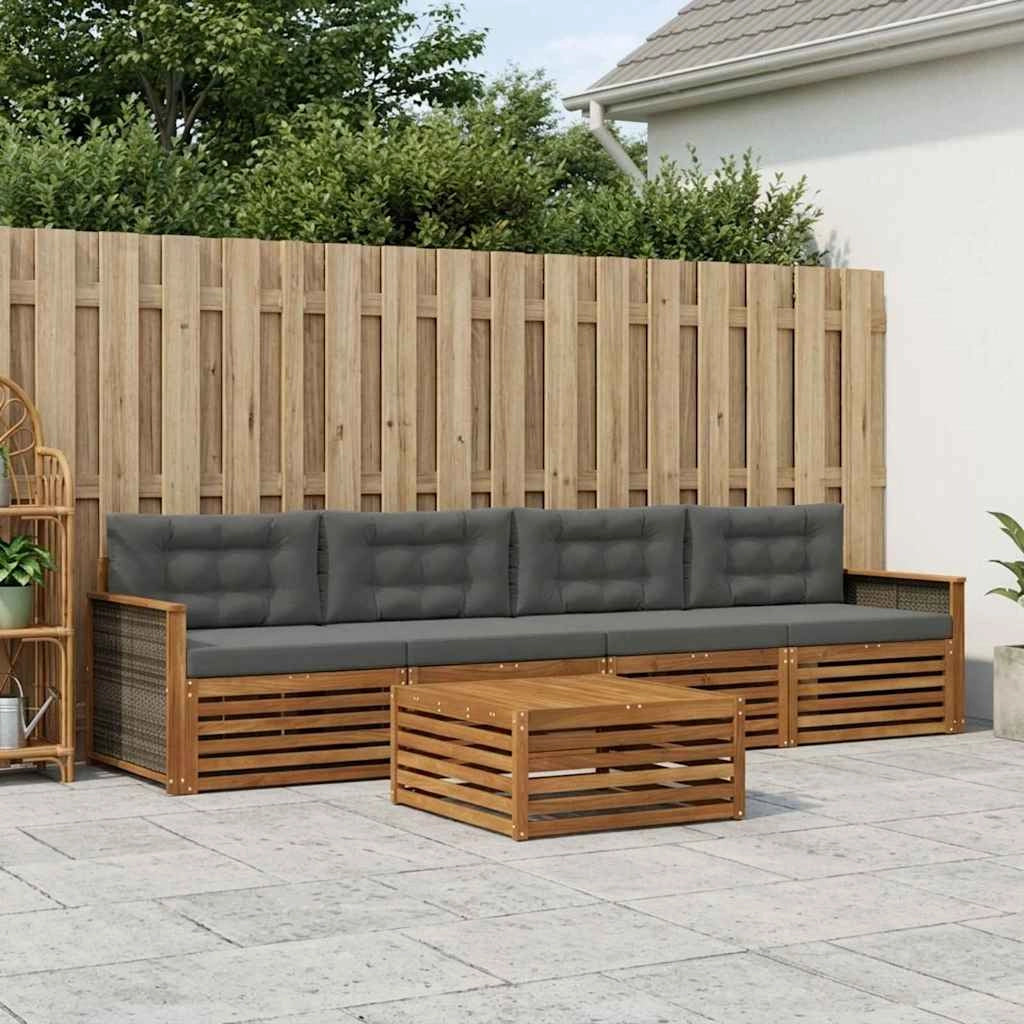 Set di divani da esterno 5 pz Naturale e Antracite 3382990