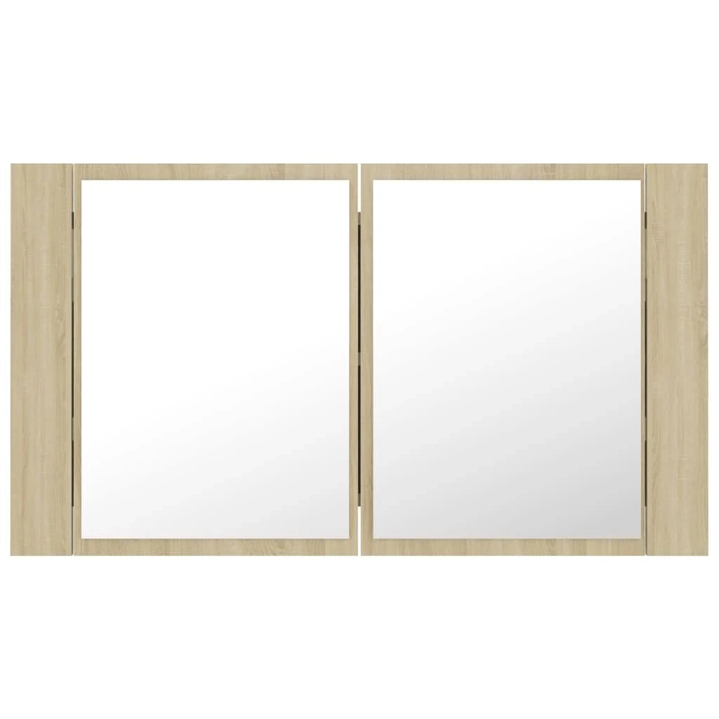 Mobiletto a specchio da bagno a LED 80 x 12 x 45 cm acrilico rovere 02_0006748