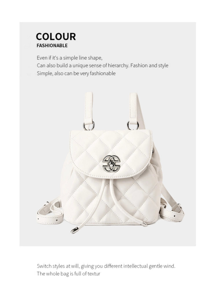 Zaino alla moda in vera pelle, grande capacit¨¤, colore bianco