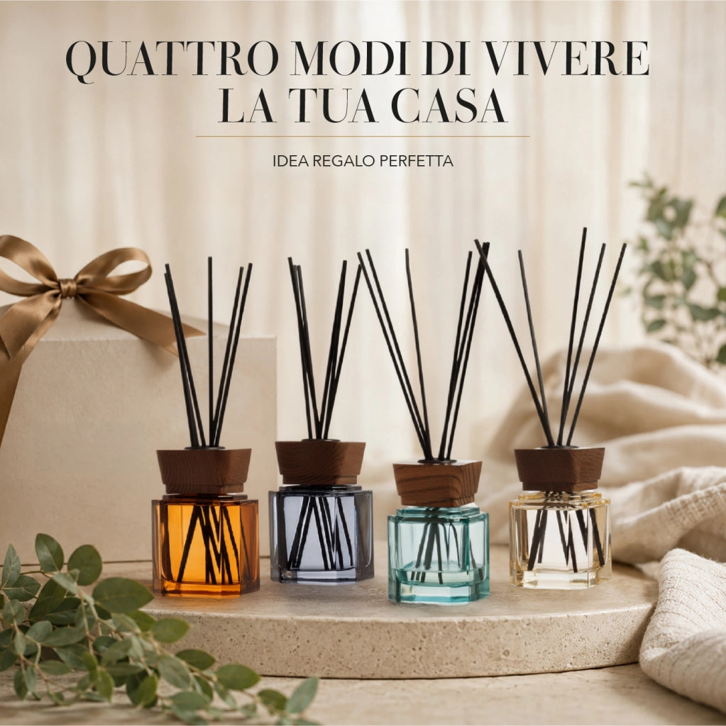 Set 4 Pezzi Diffusori Ambiente con Bastoncini Profumatori Casa 4 Fragranze 100 ml o 200 ml  100 ml