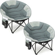 Moonchair - 2 sedie da campeggio rotonde, 150 kg, XXL, pieghevoli, con tessuto a rete traspirante, borsa per il trasporto, piedini antiscivolo, tasca laterale, sedia pieghevole per giardino