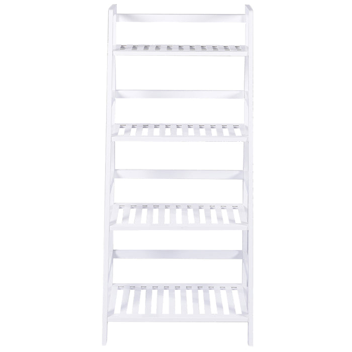 Libreria Scaffale Multiuso in Legno di Bambu 4 Ripiani 116x48x32cm Casa Ufficio