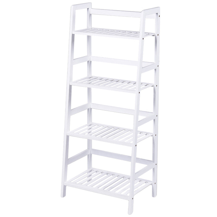 Libreria Scaffale Multiuso in Legno di Bambu 4 Ripiani 116x48x32cm Casa Ufficio