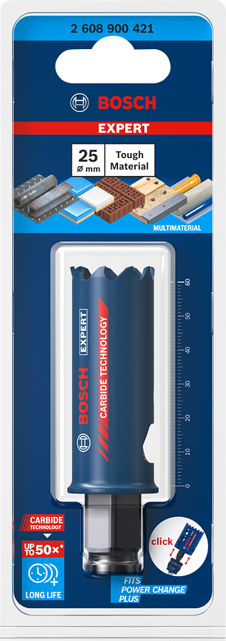 Bosch 2608900421 Sega a Tazza MULTI Material EXPERT PC Plus – 25 mm (Power Change Plus, Carbide, Alta Durata)