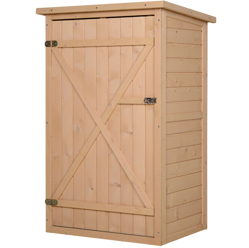 Armadio da giardino in legno con 2 ripiani, 75 x 56 x 115 cm