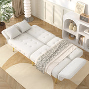 Divano letto 215x81.5 cm con schienale e braccioli regolabili in schiuma bianco antico