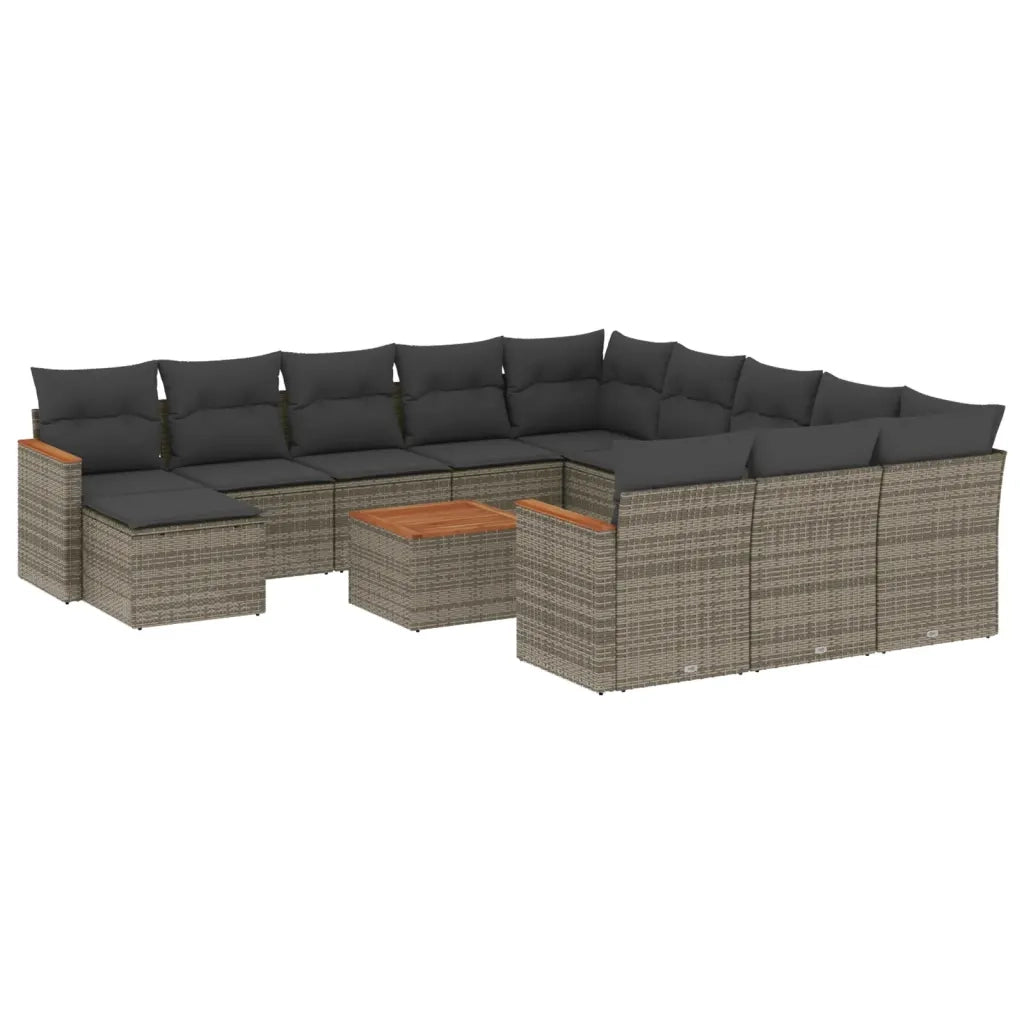 Set Divani da Giardino 13 pz con Cuscini Grigio in Polyrattan 3258994