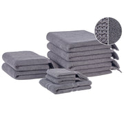 Set di 9 asciugamani bagno in spugna di cotone beige con nappe decorative