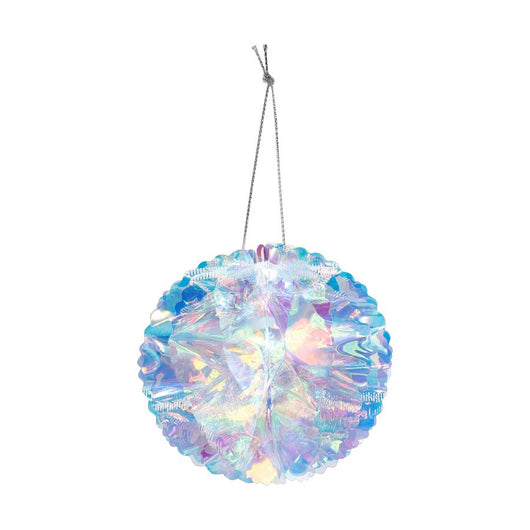 PENDENTE A PALLA BIANCO IRIDESCENTE IN PLASTICA DIAMETRO 9,5CM