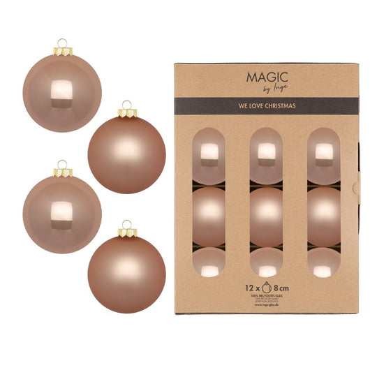 PALLE IN VETRO ORO SCURO CONFEZIONE 12 DIAMETRO 8 CM INGE'S