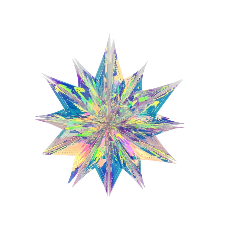 PENDENTE A STELLA MULTIPUNTA BIANCO IRIDESCENTE IN PLASTICA DIAMETRO CIRCA 30CM