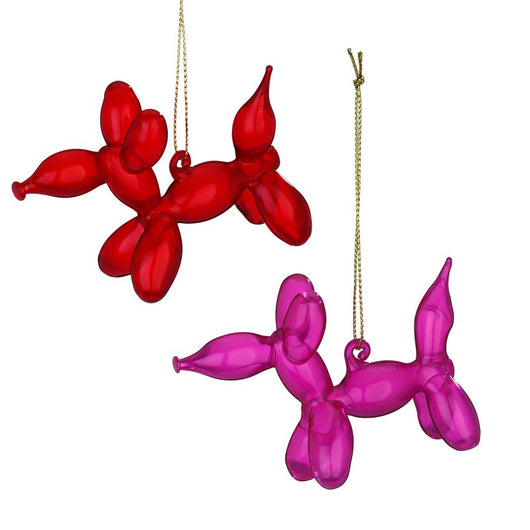 DECORAZIONE NATALIZIA A FORMA DI CANE PALLONCINO IN VETRO 2 COLORI 6CM PREZZO CD