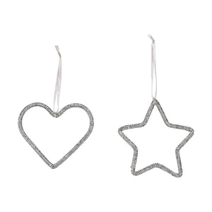 PENDENTE BRILLANTE IN METALLO ARGENTO A FORMA DI STELLA O CUORE  PREZZO CAD UNO