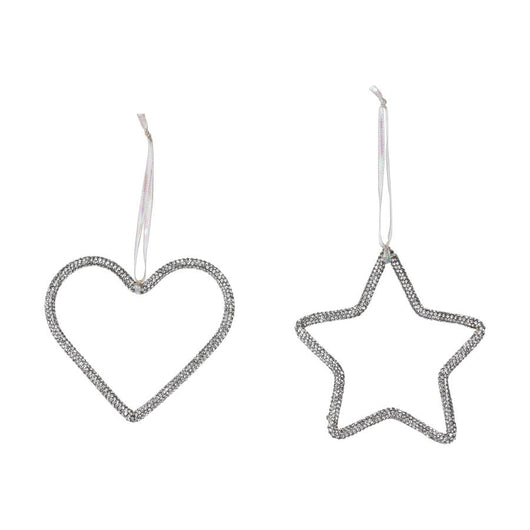 PENDENTE BRILLANTE IN METALLO ARGENTO A FORMA DI STELLA O CUORE  PREZZO CAD UNO