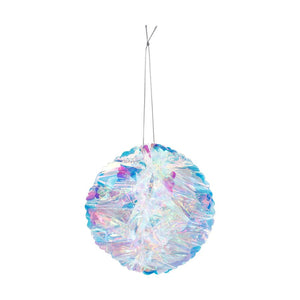 PENDENTE A PALLA BIANCO IRIDESCENTE IN PLASTICA DIAMETRO 14 CM