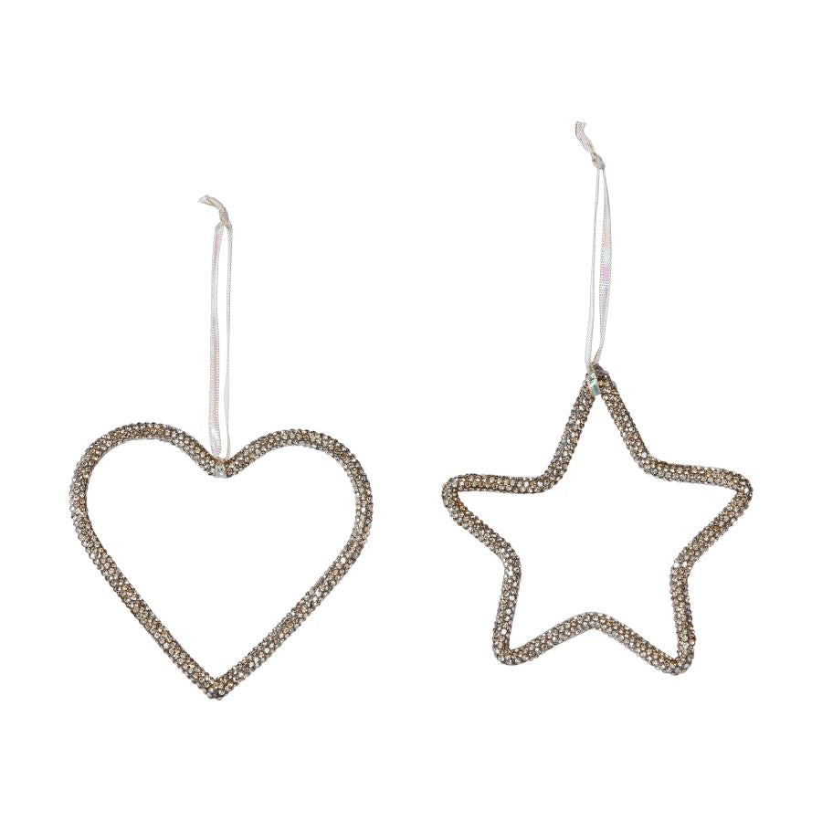 PENDENTE BRILLANTE IN METALLO ORO A FORMA DI STELLA O CUORE PREZZO CAD UNO