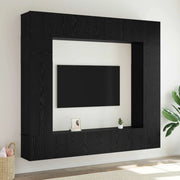 Set mobile TV 8 pcs Rovere Nero Legno multistrato 3332585