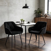 Set di 2 sedie da pranzo in velluto nero con braccioli