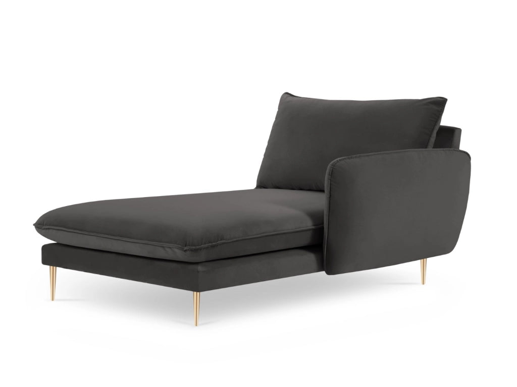 Cosmopolitan Design - Chaise longue destra "Vienna" in velluto grigio scuro 