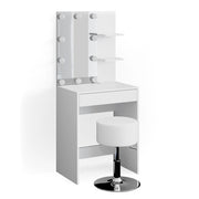Vicco Tavolo da toeletta Bianco 60 cm con illuminazione LED e sgabello