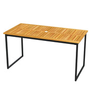 Tavolo da pranzo in legno di acacia per 6 persone 140 x 70 x 70 cm con foro per ombrellone stile rustico nero naturale 20_0018191
