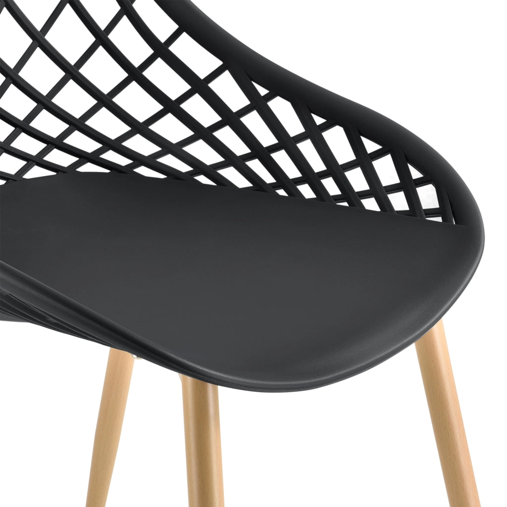 [en.casa] Set da 2 Sedie di Design in Plastica con Gambe in Metallo per Sala da Pranzo / Ristorante / Sale di Attesa - Nero