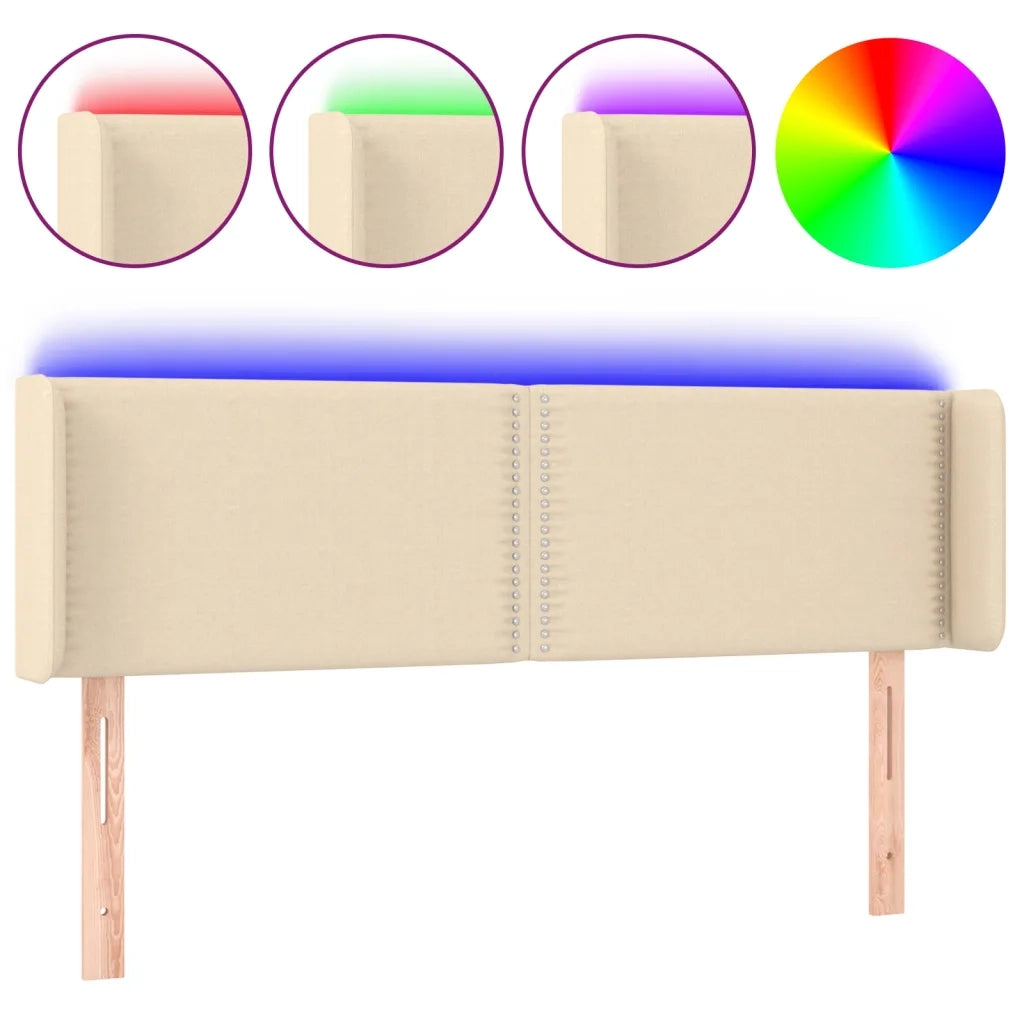 Testiera a LED Crema 147x16x78/88 cm in Tessuto 3123099
