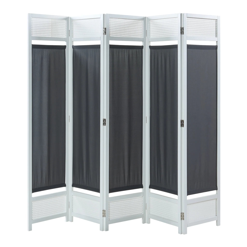 Paravento in bambù 200 x 170 cm bianco grigio scuro 03_0010226