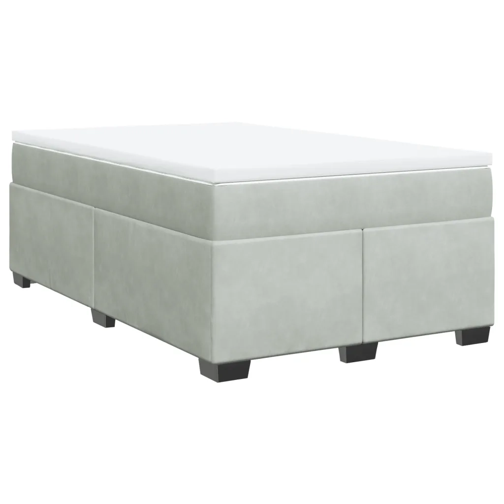 Giroletto a Molle con Materasso Grigio Chiaro 120x190cm Velluto