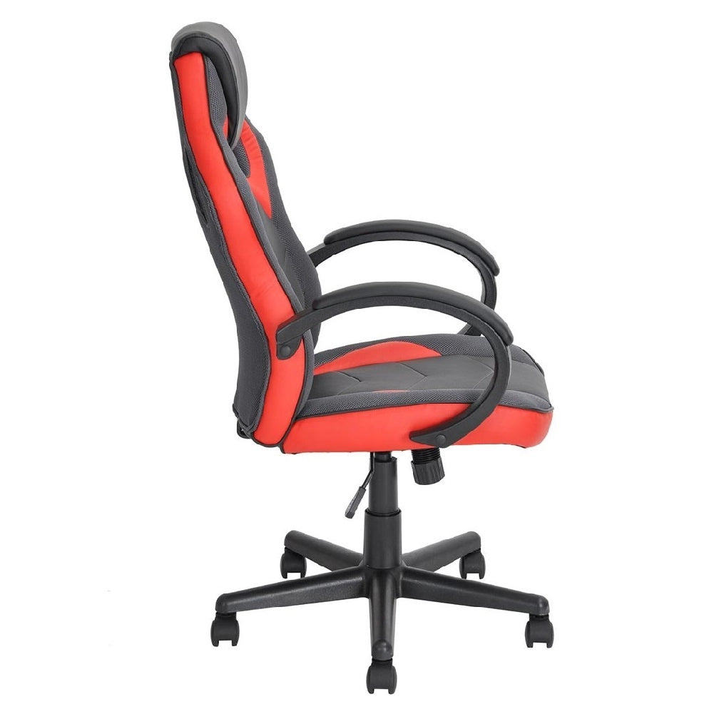 Sedia Gaming Poltrona Ufficio Direzionale 5Ruote Girevoli Sportiva Racer Nero Rosso