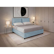 Letto imbottito Matrimoniale 180x190 cm Soft - Contenitore,Microfibra,Azzurro