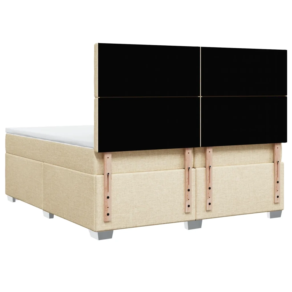 Giroletto a Molle con Materasso Crema 200x200 cm in Tessuto 3290614