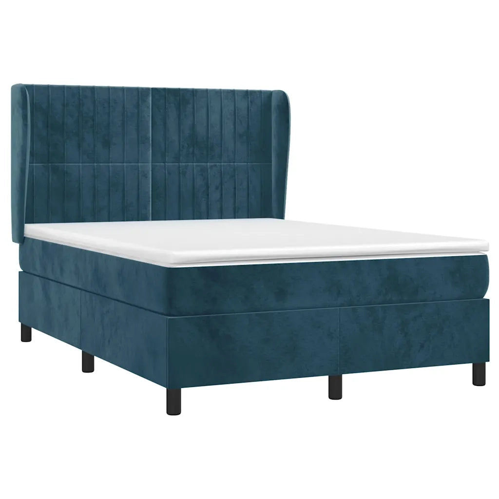 Giroletto a Molle con Materasso Blu Scuro 140x200 cm in Velluto 3129337