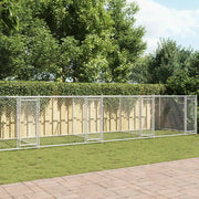 Gabbia per Cani con Porte Grigia 12x2x1,5 m in Acciaio Zincato 3209577