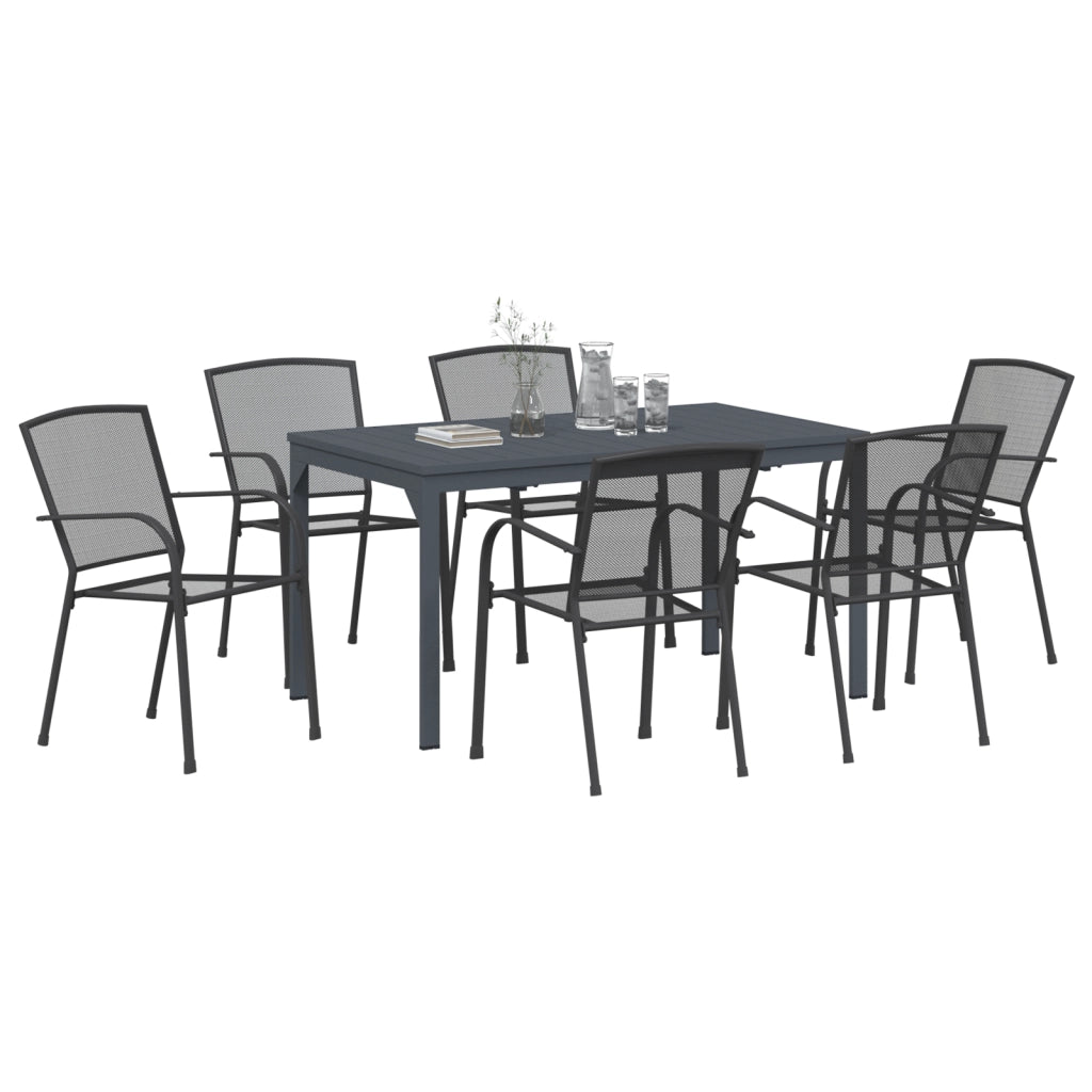 Set da pranzo da giardino 7 pezzi Acciaio antracite